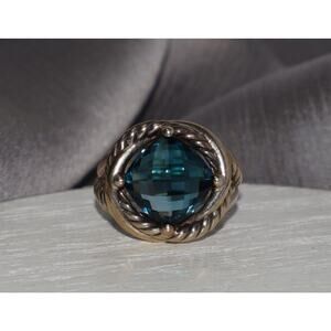 David Yurman Sterling Silver Blue Topaz Hampton Infinity Ring 10.3G / Sz 6